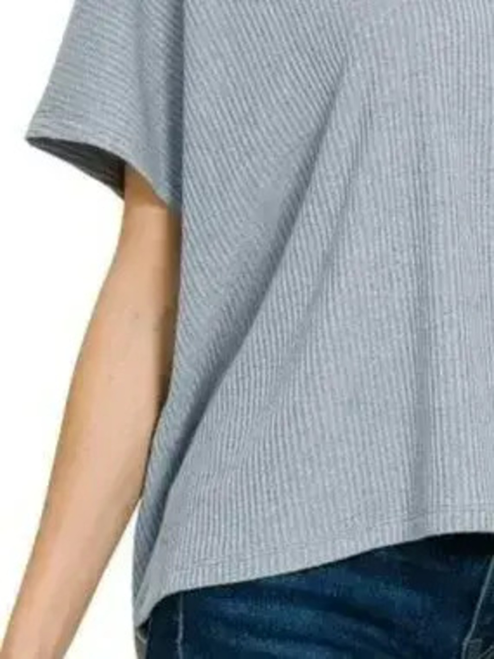 Zenana Ribbed Round-Neck Short-Sleeve Knit Top - Picture 3 of 4